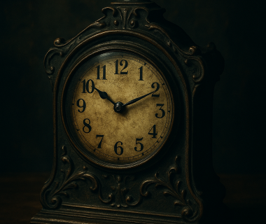 Un reloj en penumbra